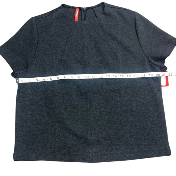 {NWT SPANX The Perfect Funnel Top Crewneck Ponte in Charcoal Heather Gray Large} - Picture 10 of 11